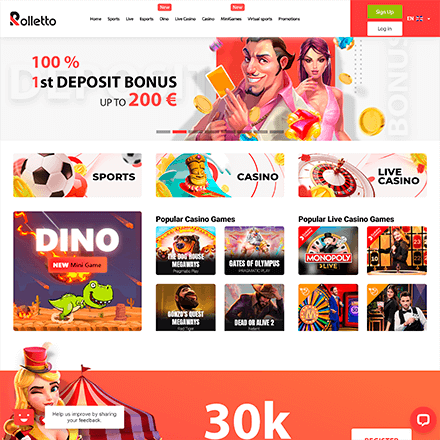 Rolletto Casino Interface